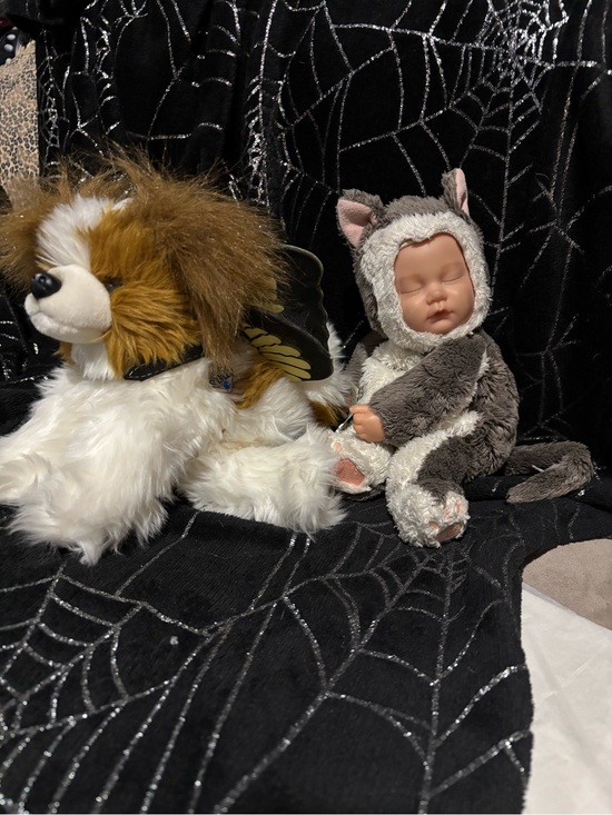 Anne Geddes Other - Plush Baby Doll in Gray and White Cat Costume - Soft Cuddly Toy